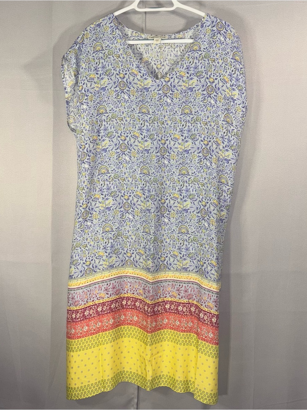 Coldwater Creek Boho Floral Rayon Shift Dress L